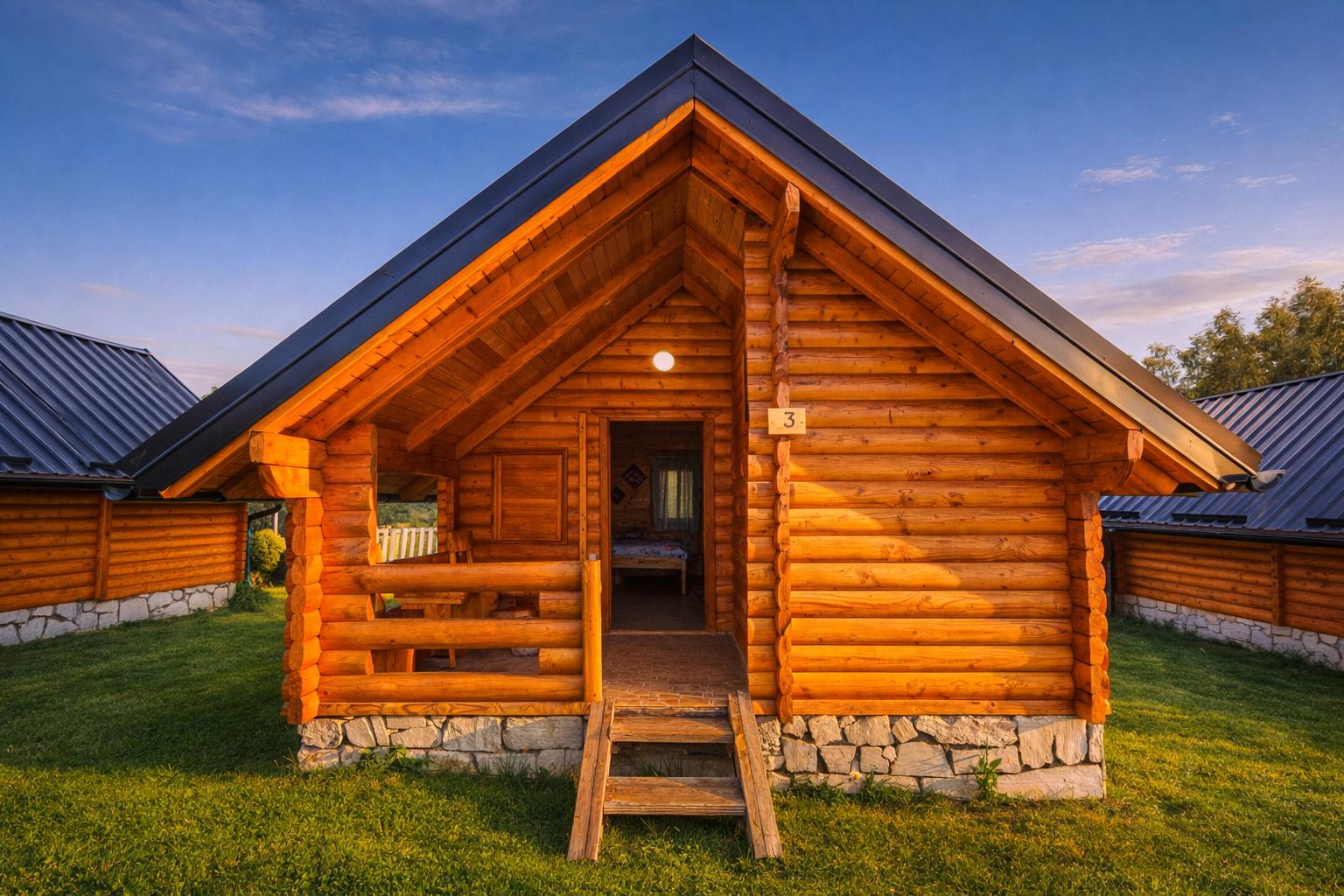 Brvnare 1–4 u Etno selu Vidikovac sa terasom i pogledom na dvorište