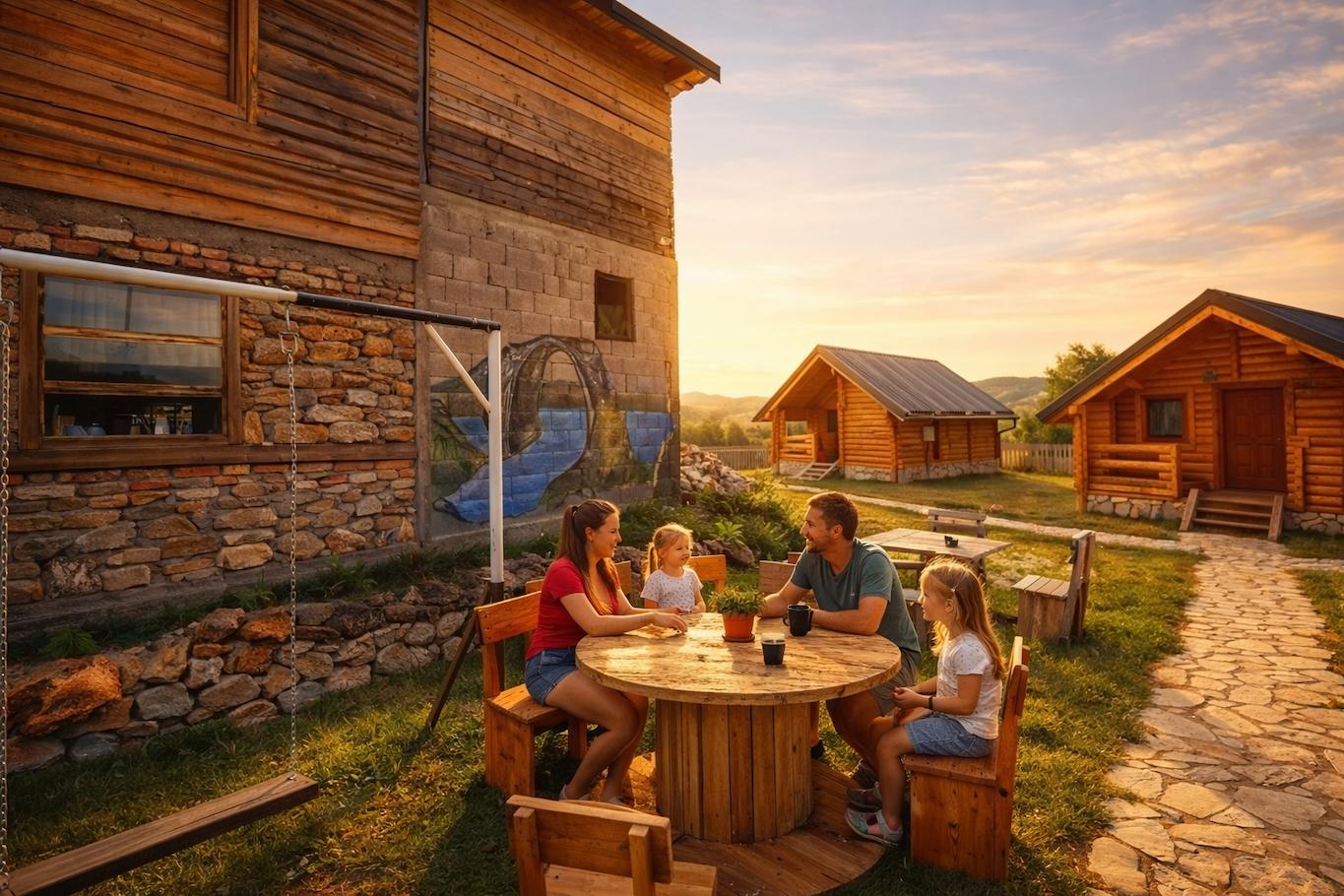 Family vacation at Uvac in Ethno Village Vidikovac &ndash; family enjoying nature on the Pe&scaron;ter Plateau
